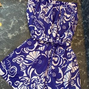 Lilly Pulitzer strapless romper.  Size M. Color - Bluish purple and white.